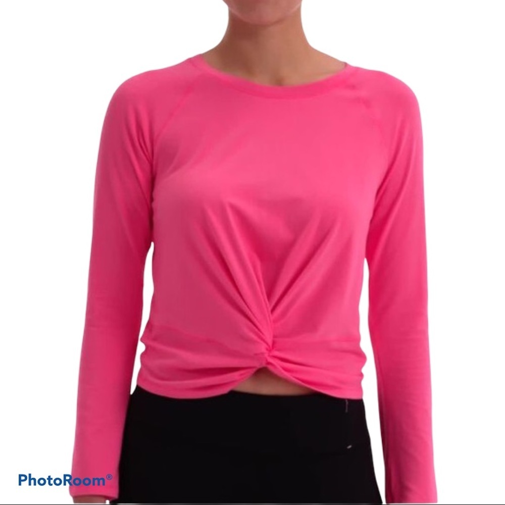 Calia by Carrie Underwood Pink Knot Front Long Sleeve Workout Top size Small